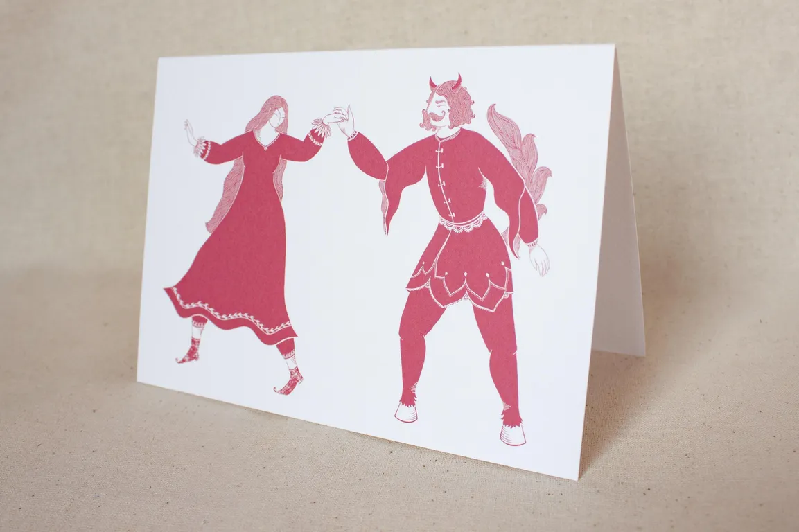 Devil Dance Illustrated A6 Greeting Card