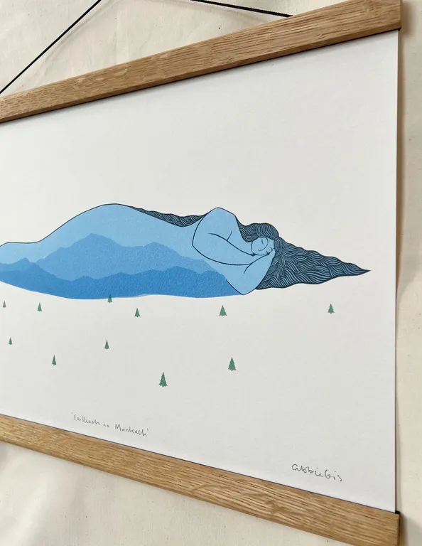 Cailleach na Mointeach / Sleeping Woman Mountain Scottish Folklore Illustration A3 Print