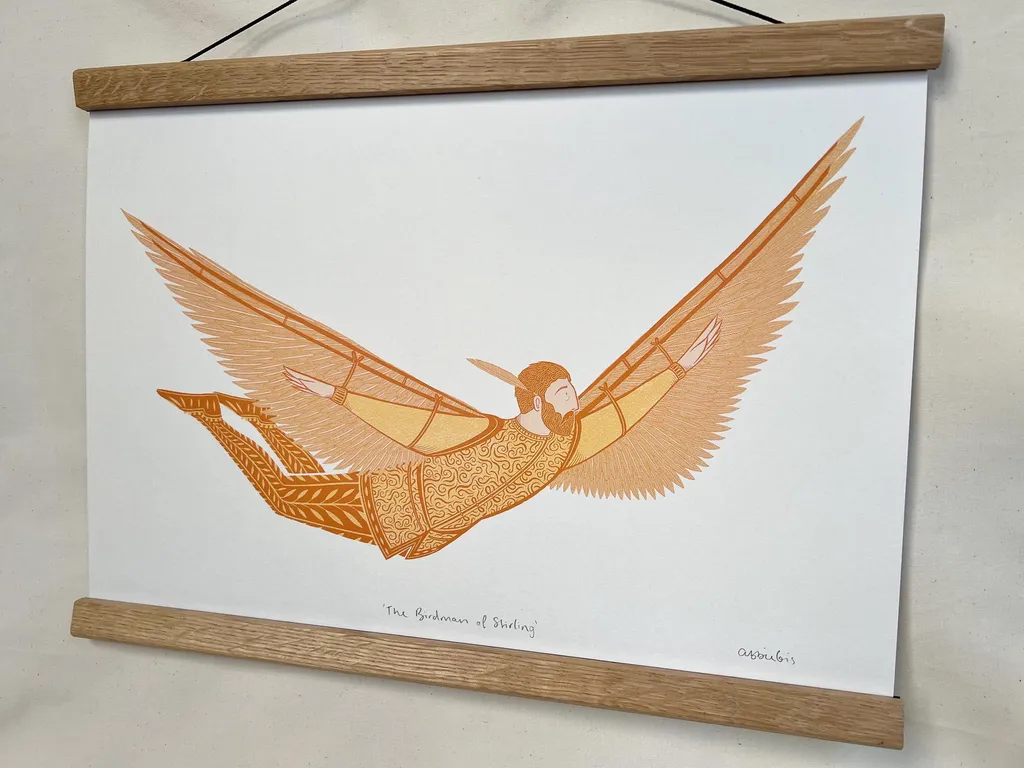 Birdman of Stirling Folklore Illustration A3 Print