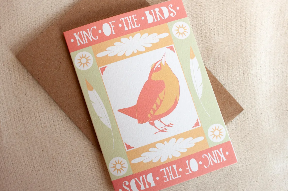 Wren, King of the Birds A6 Blank Greeting Card