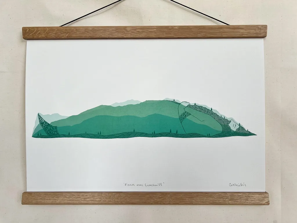 Fionn mac Cumhaill / Sleeping Giant Folklore Illustration A3 Print