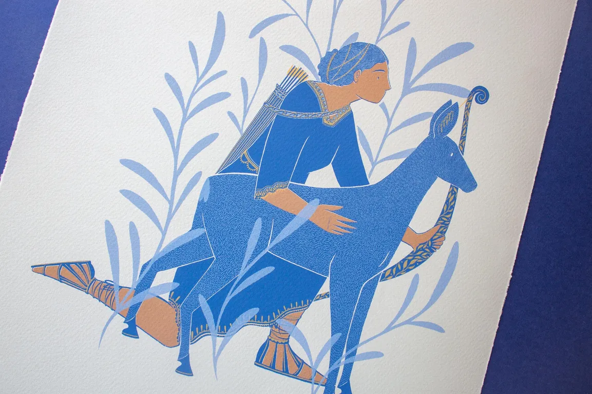 Artemis Greek Goddess A6 Greeting Card